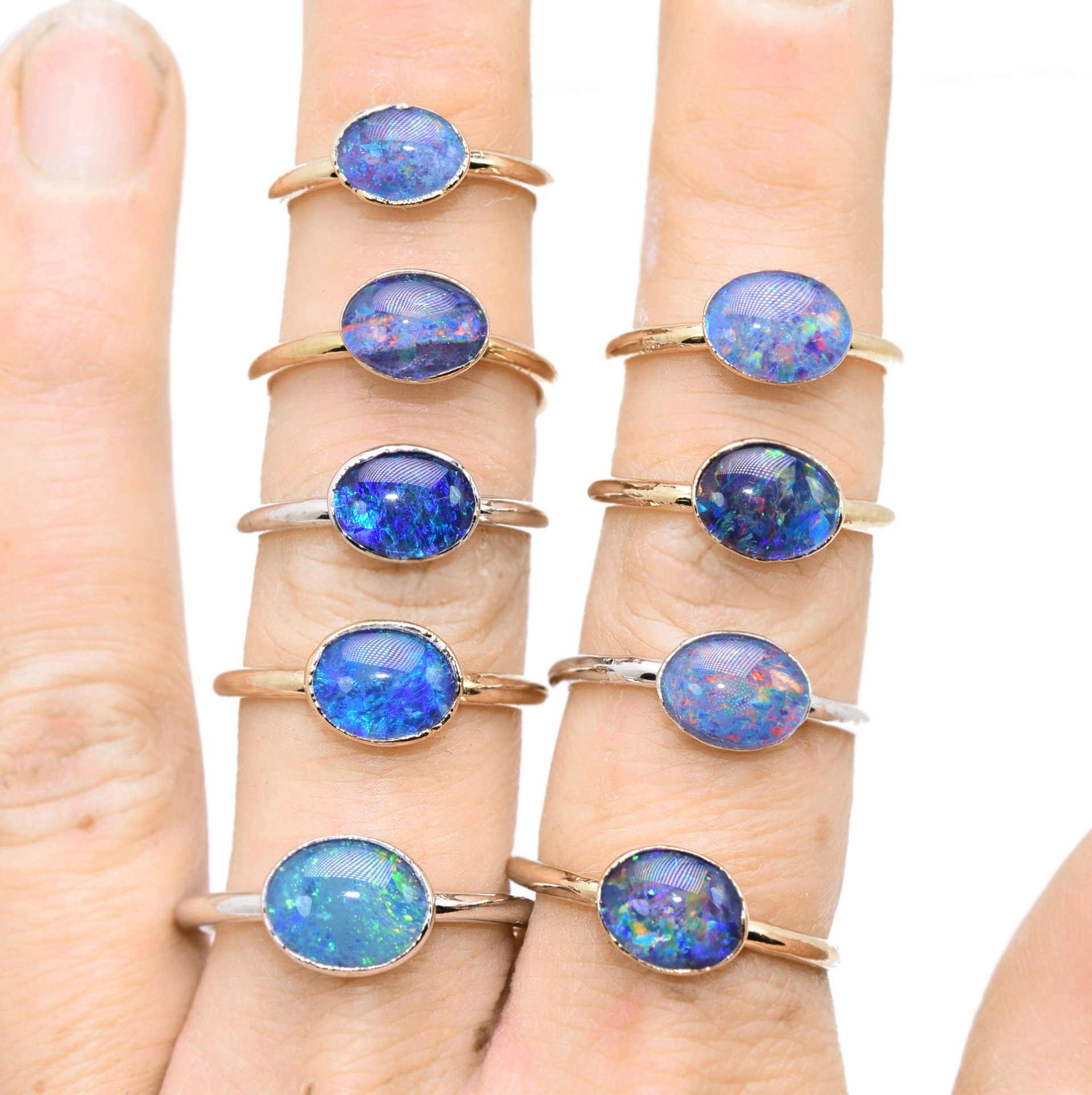 Rings - 9ct Yellow Gold And Genuine Australian Opals Ring Was Listed