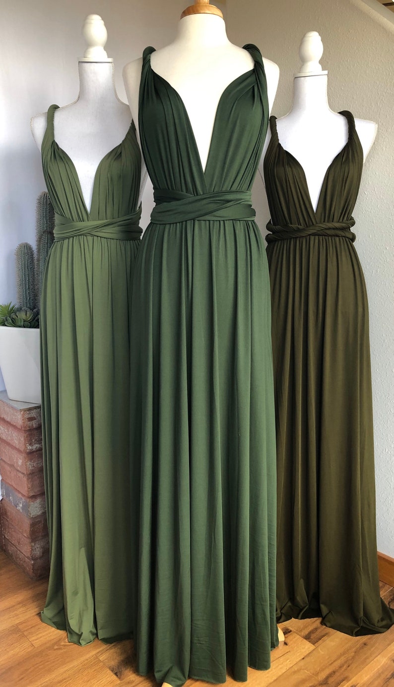 DARK OLIVE GREEN Bridesmaid Dress/ Custom Length / Convertible Dress / Infinity Dress/ Multiway Dress/ Multi Wrap Dress / Plus Size / image 7