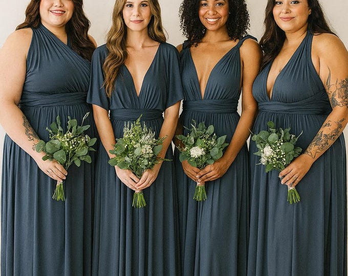 DUSK BLUE Bridesmaid Dress/ Custom Length / Convertible Dress / Infinity Dress/ Multiway Dress/  Multi Wrap Dress / Plus Size /