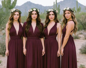 radiant rooster bridesmaid dresses PLUM Dress/ CUSTOM LENGTHS/ Convertible Dress / Infinity Dress/ Multiway Dress/ Multi Wrap Dress / Plus Size shoulder bridesmaid gown with