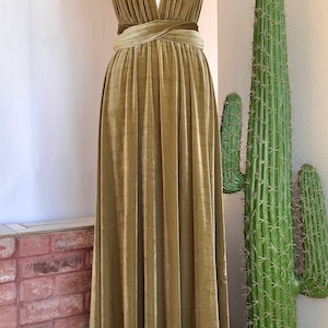 ANTIQUE GOLD VELVET Infinity Dress/ Bridesmaids Dress/ Convertible Dress / Multiway Dress/ Multiway Wrap Dress / Velvet Bridesmaids Dress image 3