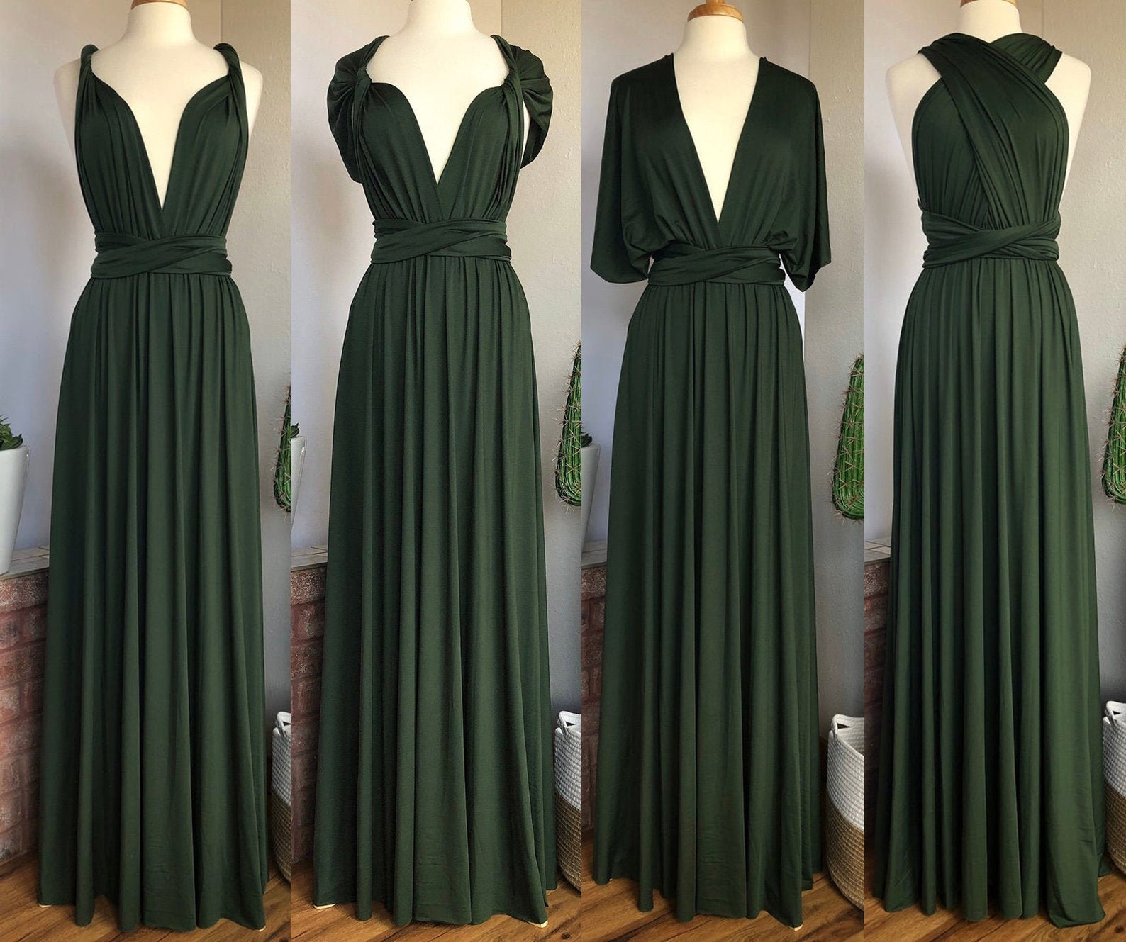 FOREST GREEN Bridesmaid Dress/ CUSTOM Lengths/ Convertible Etsy