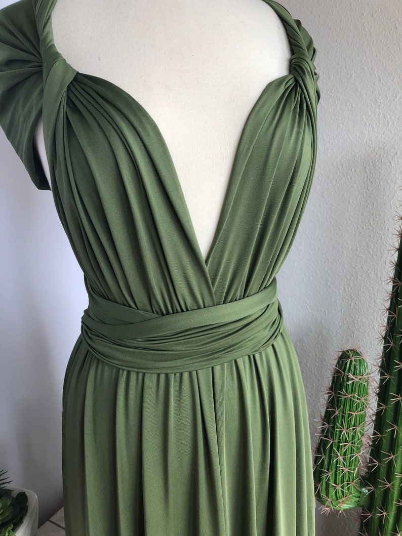 LIGHT OLIVE GREEN Bridesmaid Dress/ Custom Length / Convertible Dress / Infinity Dress/ Multiway Dress/ Multi Wrap Dress / Plus Size / image 6