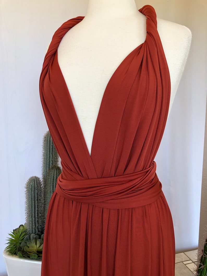 TERRACOTTA Bridesmaid Dress/ CUSTOM LeNGTHS/ Convertible Dress / Infinity Dress/ Multiway Dress/ Multi Wrap Dress / Plus Size / Petite image 9