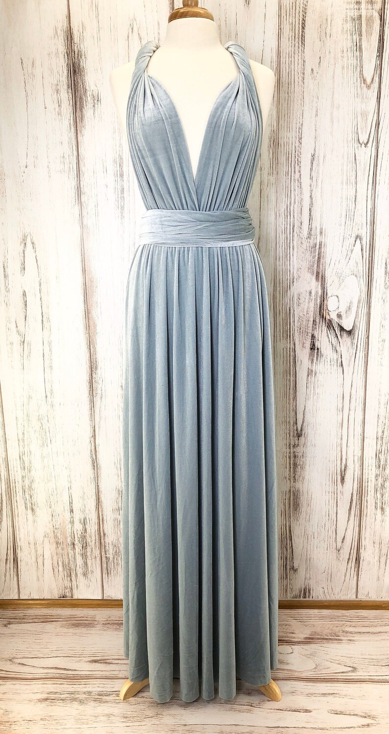 ICE BLUE VELVET Infinity Dress/ Bridesmaids Dress/ Convertible Dress / Multiway Dress/ Multiway Wrap Dress / Velvet Bridesmaids Dress image 3