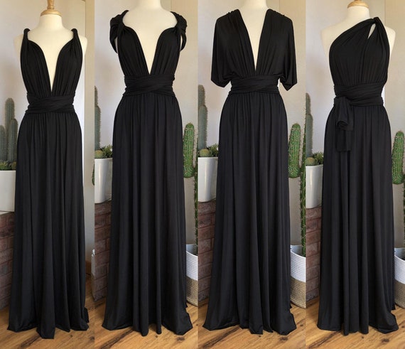 journalist Strålende Hilse BLACK Bridesmaid Dress/ CUSTOM Lengths/ Convertible Dress / - Etsy