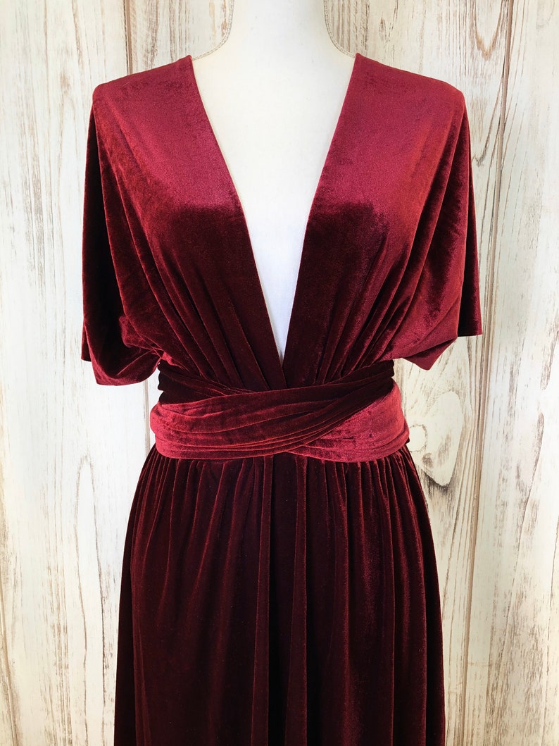 WINE VELVET Infinity Dress/ Bridesmaids Dress/ Convertible Dress / Multiway Dress/ Multiway Wrap Dress / Velvet Bridesmaids Dress image 4