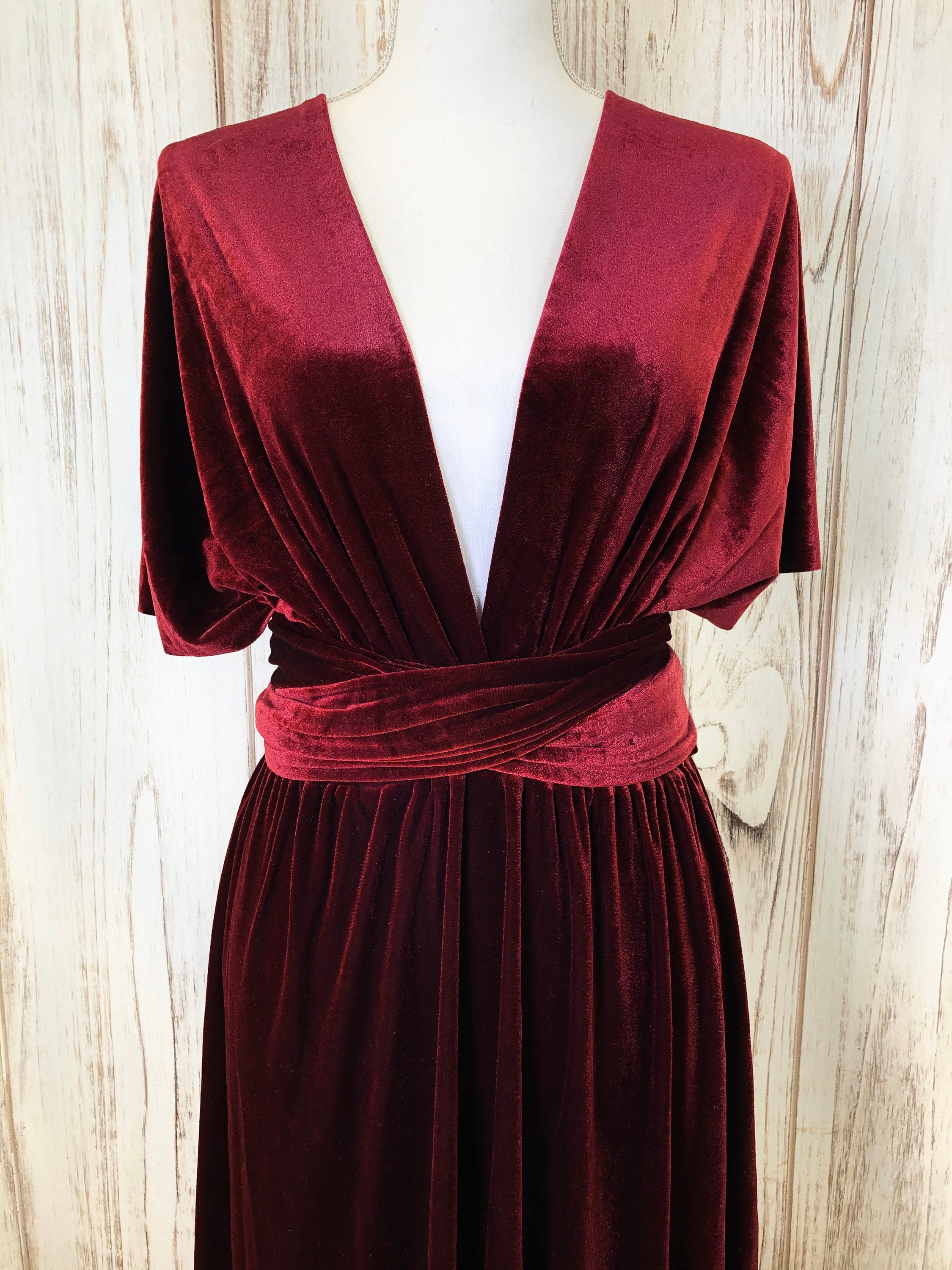 WINE VELVET Infinity Dress/ Bridesmaids Dress/ Convertible Dress ...