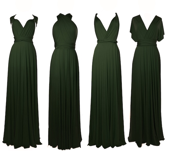 Forest Green Bridesmaid Dress Custom Lengths Convertible Etsy