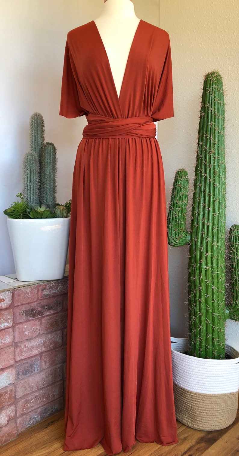 Robe de demoiselle d'honneur TERRACOTTA / longueurs personnalisées / robe convertible / robe infini / robe multivoies / robe multi portefeuille / grande taille / petite image 4