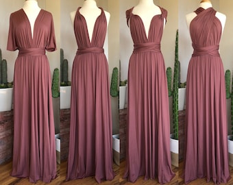 MAUVE Brautjungfer Kleid/ BENUTZERDEFINIERTE LÄNGE/ Cabrio Kleid / Infinity Kleid/ Multiway Kleid/ Multi Wickelkleid / Über Größe / Petite /