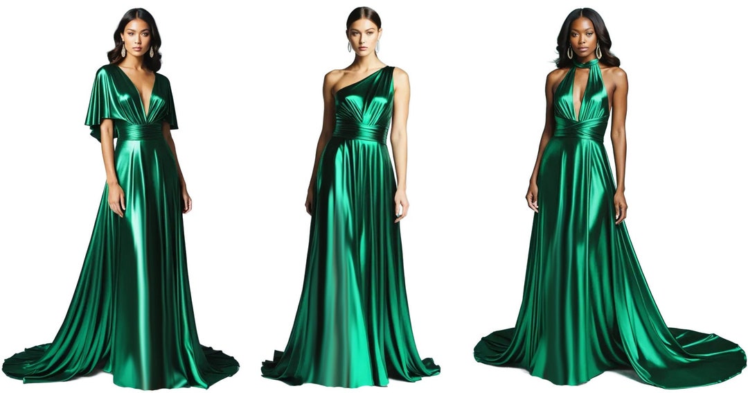 Triangle Multi Wear Convertible Bridesmaid Dresses Emerald
