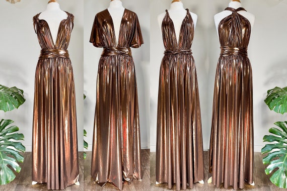 COPPER METALLIC Goddess Bridesmaid Dress/ Maxi Dress Metallic / Convertible Dress / Infinity Dress/ Multiway Dress/ Wrap Dress  / Copper