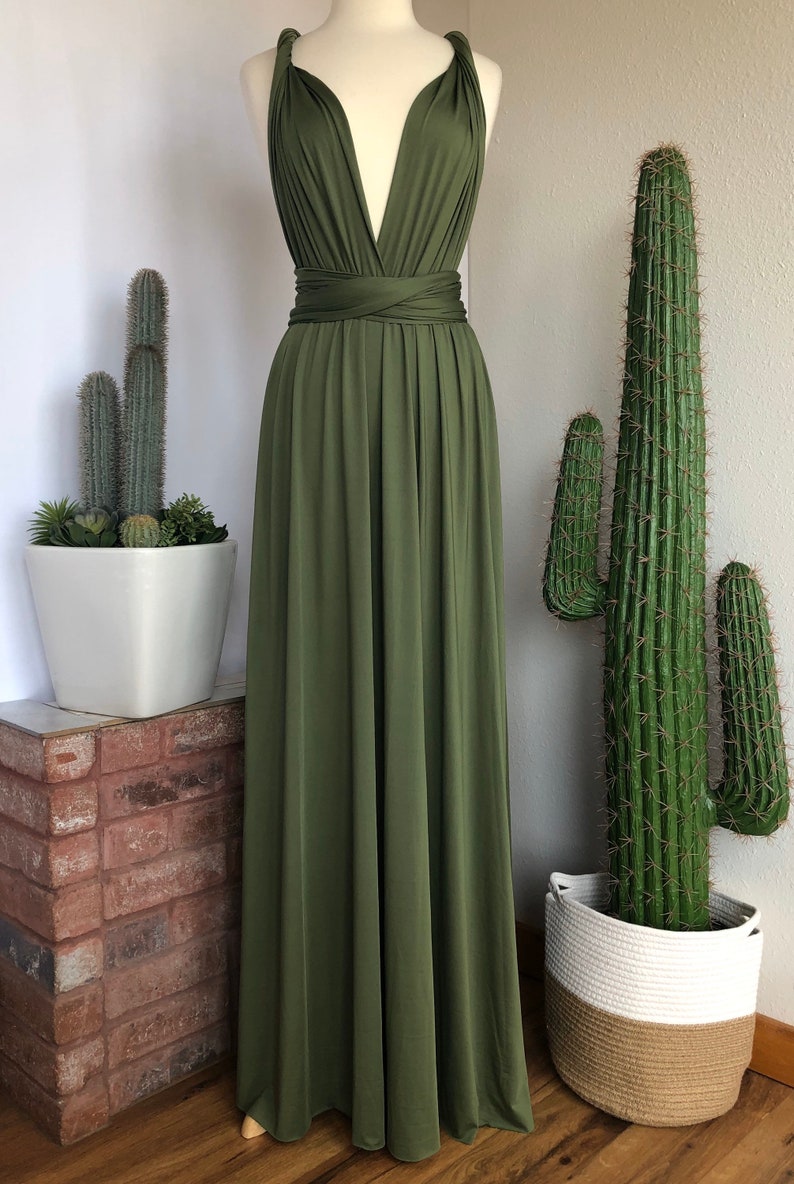 LIGHT OLIVE GREEN Bridesmaid Dress/ Custom Length / Convertible Dress / Infinity Dress/ Multiway Dress/ Multi Wrap Dress / Plus Size / zdjęcie 3