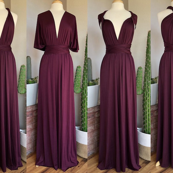 PLUM Bridesmaid Dress/ CUSTOM LENGTHS/ Convertible Dress /  Infinity Dress/ Multiway Dress/  Multi Wrap Dress /  Plus Size /