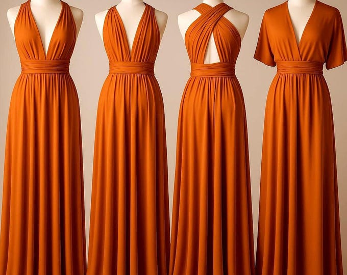 BURNT ORANGE Bridesmaid Dress/ CUSTOM LeNGTHS/ Convertible Dress / Infinity Dress/ Multiway Dress/  Multi Wrap Dress / Plus Size / Petite