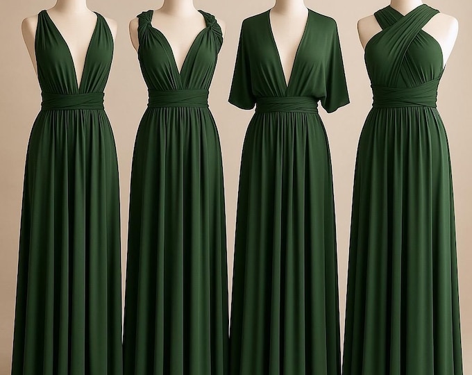 FOREST GREEN Bridesmaid Dress/ CUSTOM LeNGTHS/ Convertible Dress / Infinity Dress/ Multiway Dress/  Multi Wrap Dress / Plus Size / Petite