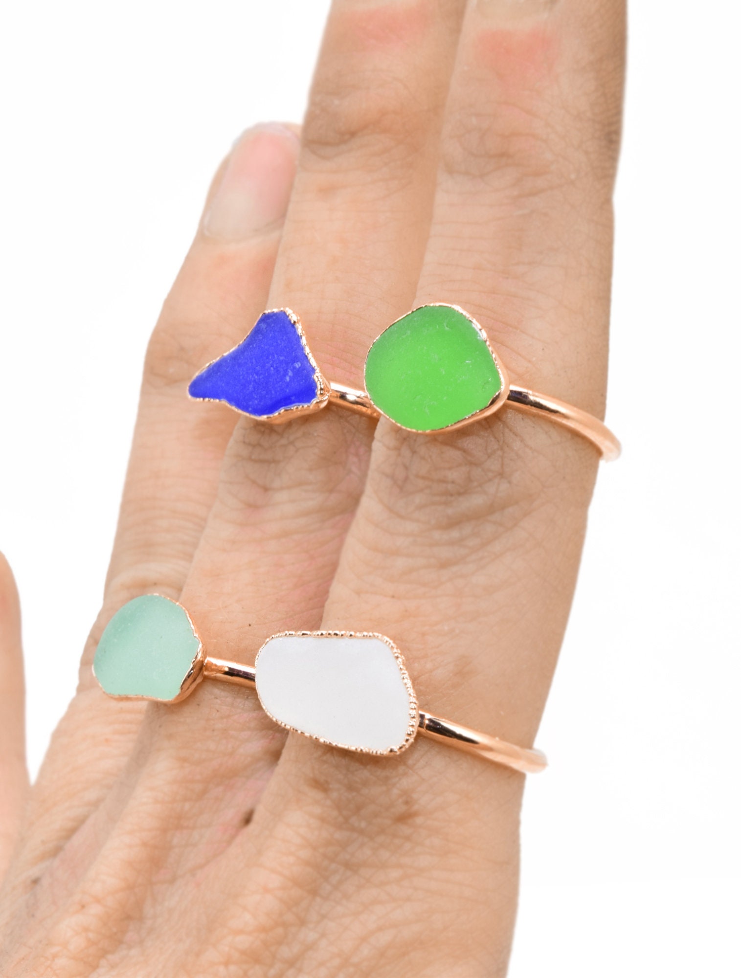 Raw BEACH GLASS Ring // crystal ring / Beach Glass ring / Copper Beach