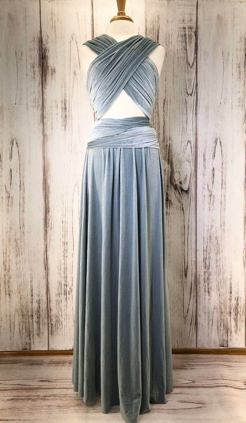 ICE BLUE VELVET Infinity Dress/ Bridesmaids Dress/ Convertible Dress / Multiway Dress/ Multiway Wrap Dress / Velvet Bridesmaids Dress image 5