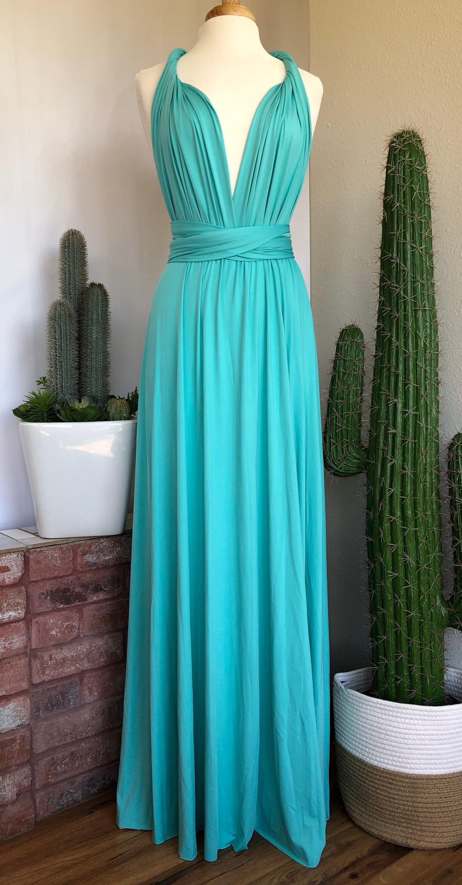 AQUA BLUE Bridesmaid Dress/ CUSTOM Lengths/ Convertible Dress Etsy