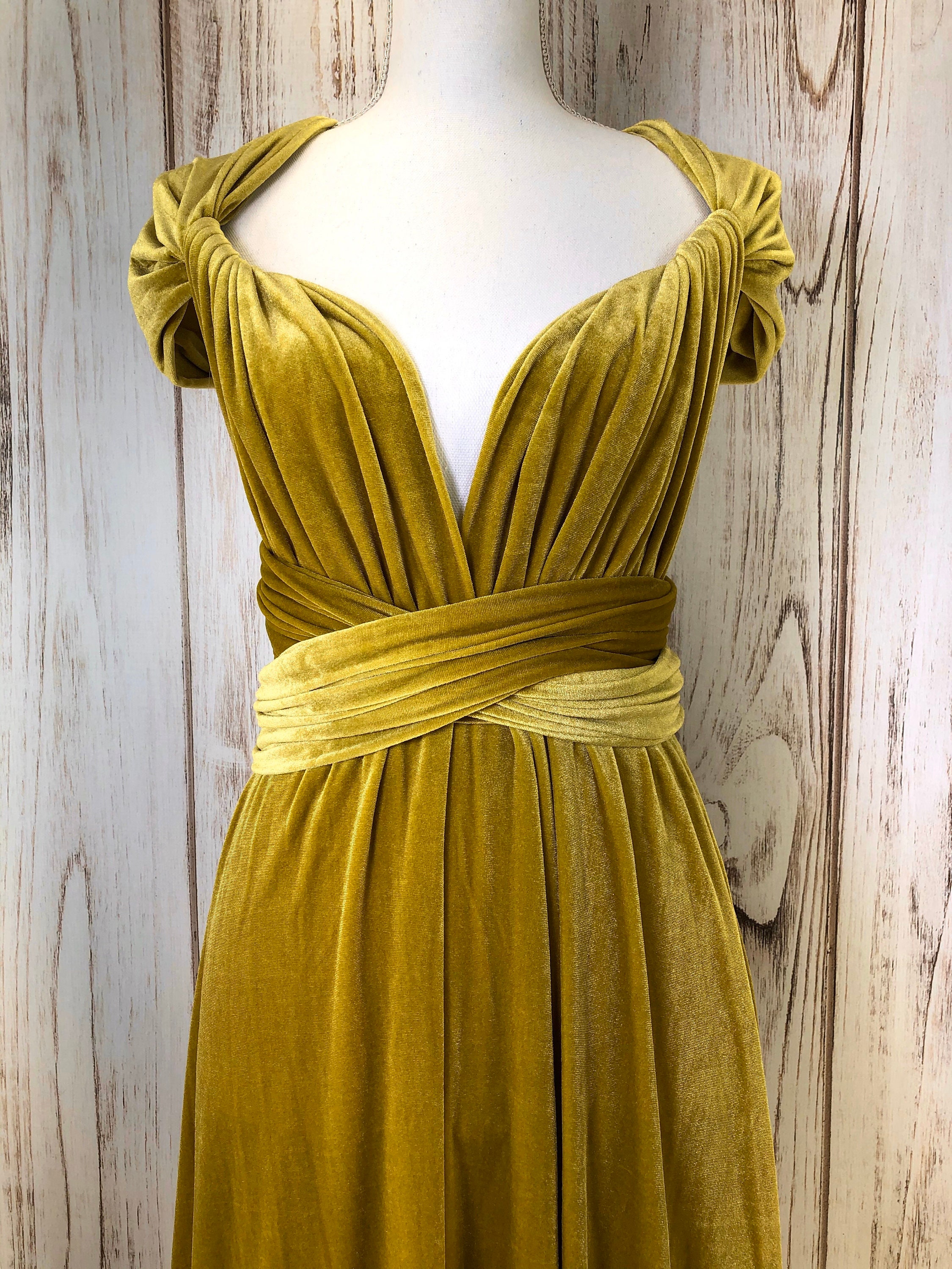 Candy flower bouquet MUSTARD VELVET Infinity Dress/ Bridesmaids Dress/ Convertible Dress