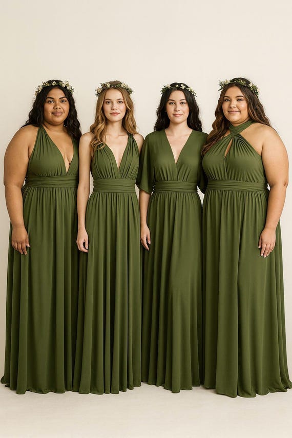 LIGHT OLIVE GREEN Bridesmaid Dress/ Custom Length / Convertible Dress / Infinity Dress/ Multiway Dress/ Multi Wrap Dress / Plus Size /