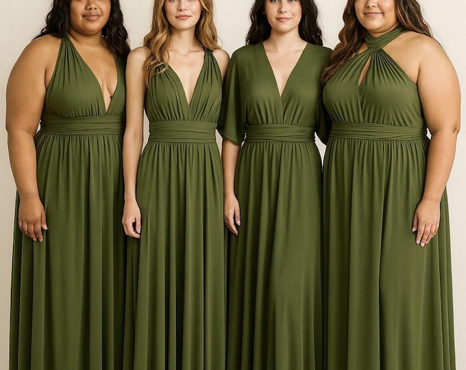 LIGHT OLIVE GREEN Bridesmaid Dress/ Custom Length / Convertible Dress / Infinity Dress/ Multiway Dress/  Multi Wrap Dress / Plus Size /