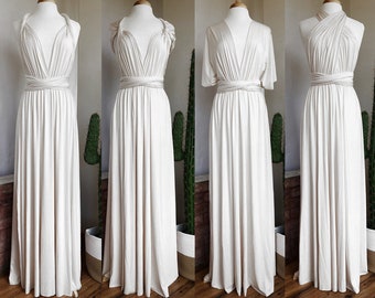 WITTE bruidsmeisjesjurk/aangepaste lengte/converteerbare jurk/Infinity jurk/meerweg jurk/multi wrap jurk/plus size/trouwjurk