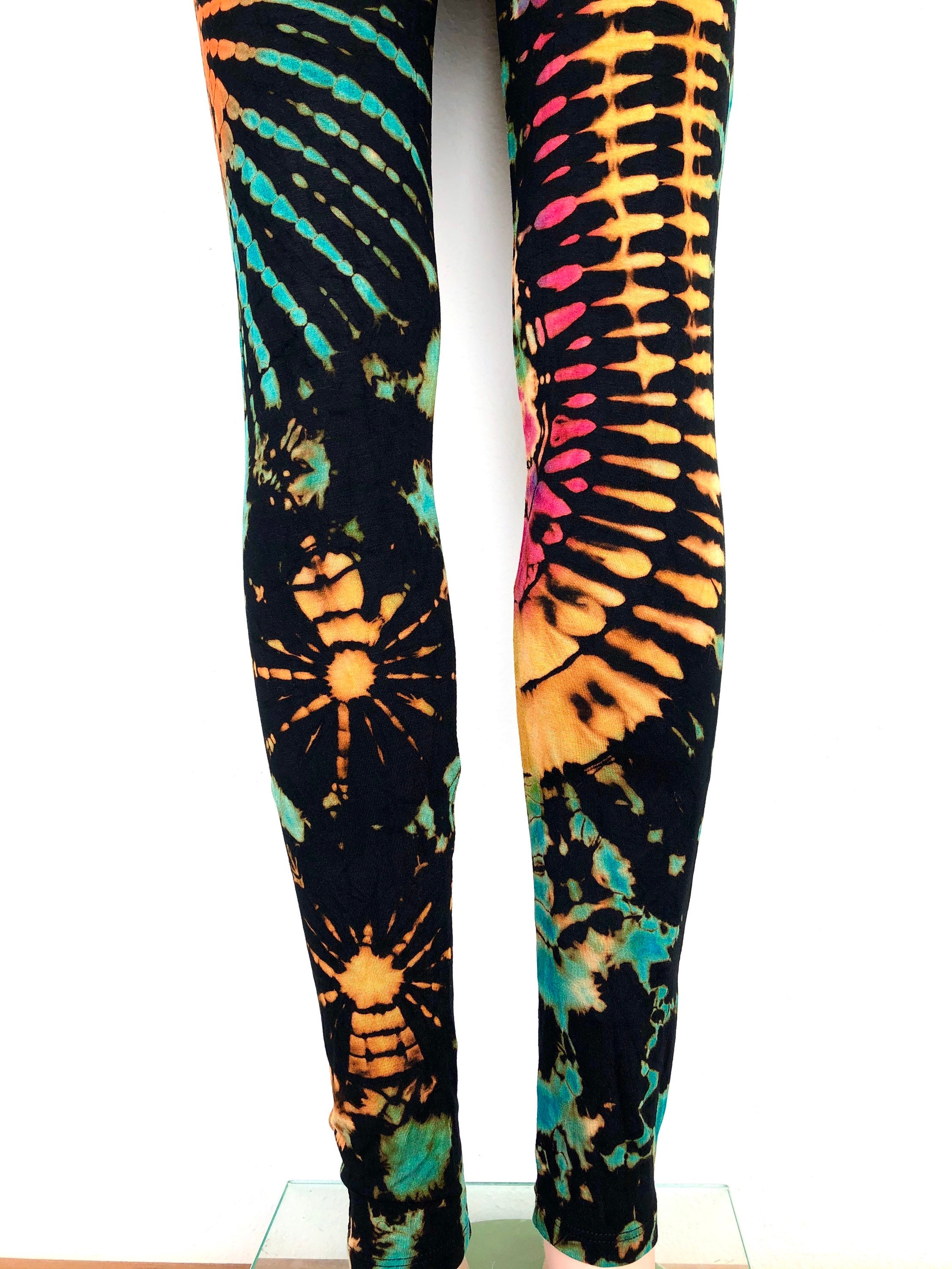 BLACK RAINBOW Tie Die Leggings/ Tie Dye Pants / One of a Kind / Hand