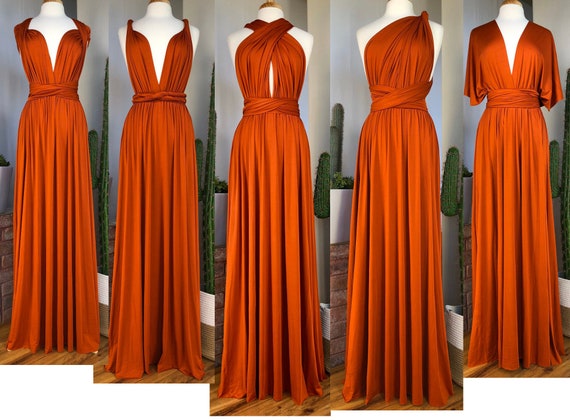 rust burnt orange bridesmaid dress