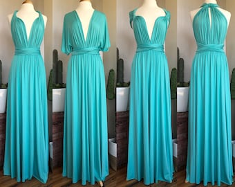 AQUA BLUE Bridesmaid Dress/ CUSTOM LeNGTHS/ Convertible Dress / Infinity Dress/ Multiway Dress/  Multi Wrap Dress /  Plus Size /