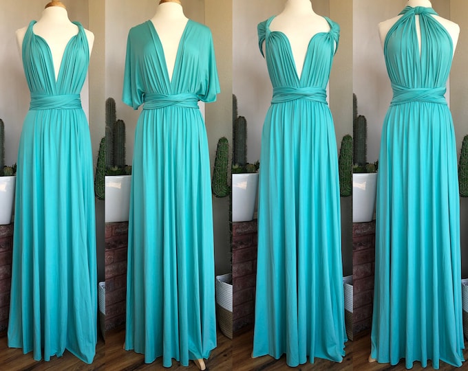 AQUA BLUE Bridesmaid Dress/ CUSTOM LeNGTHS/ Convertible Dress / Infinity Dress/ Multiway Dress/  Multi Wrap Dress /  Plus Size /