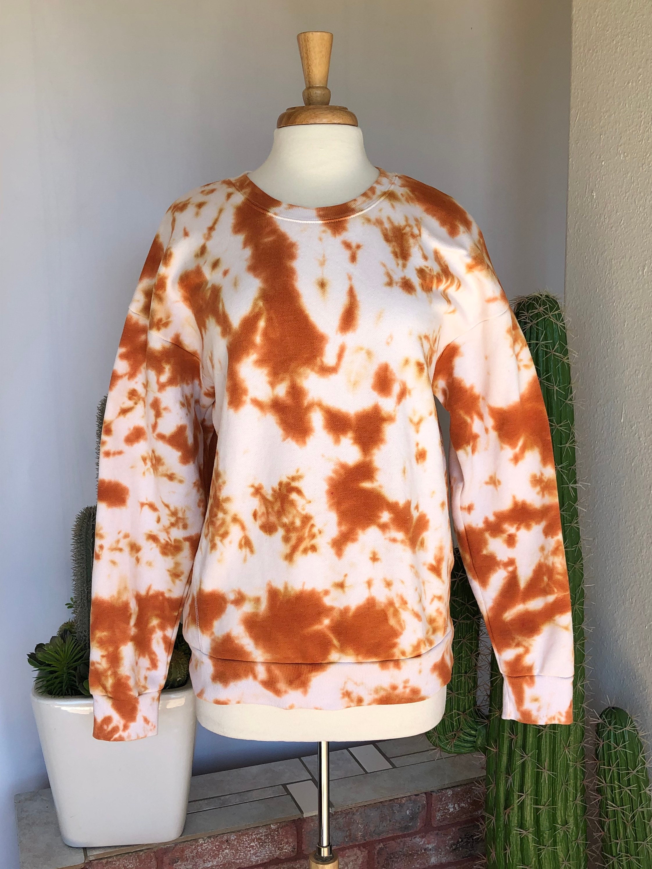 BURNT ORANGE Tie Dye Oversized Sweatshirt Ice dye Tie Dye Sweatshirt Hand Dyed Sweatshirt