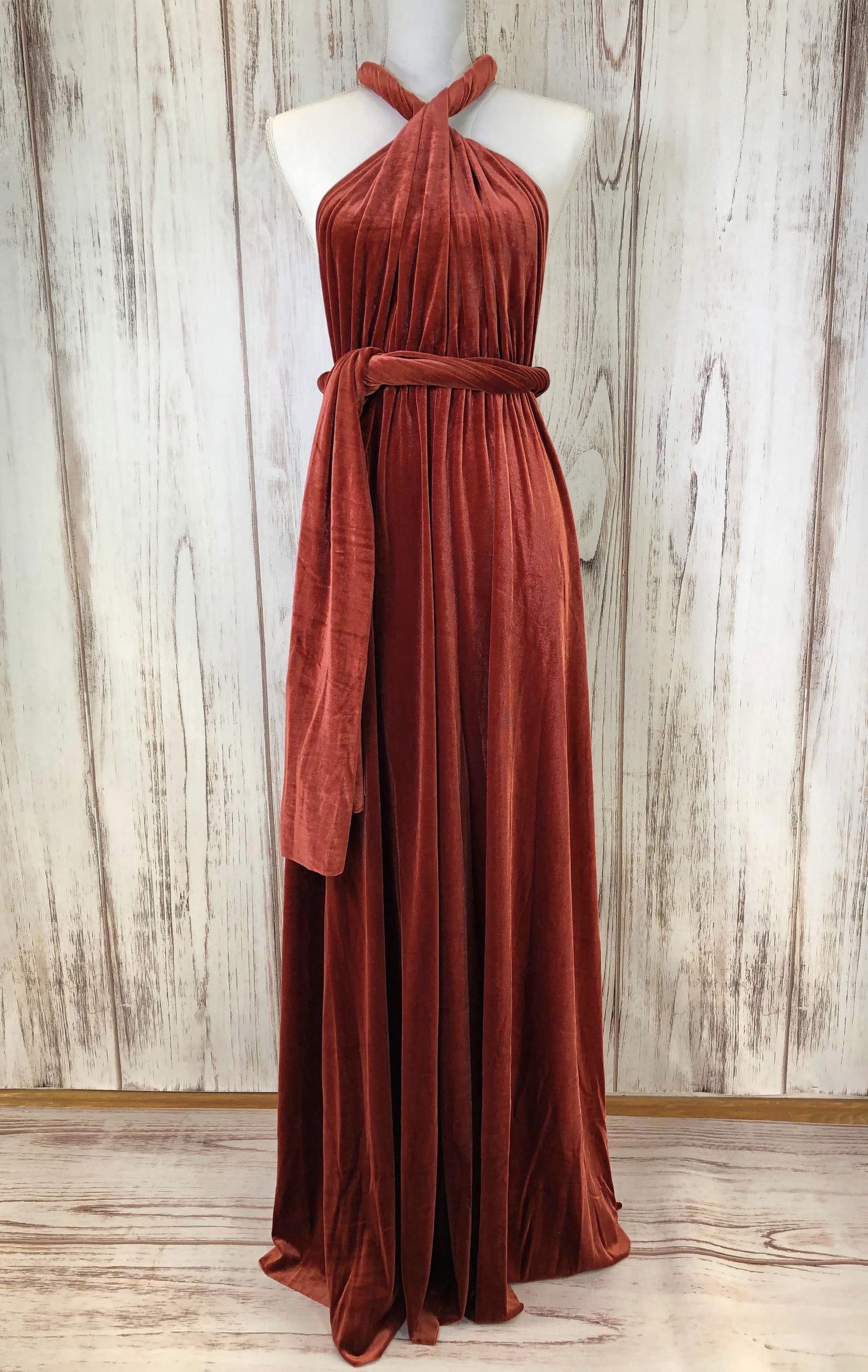 velvet rust dress