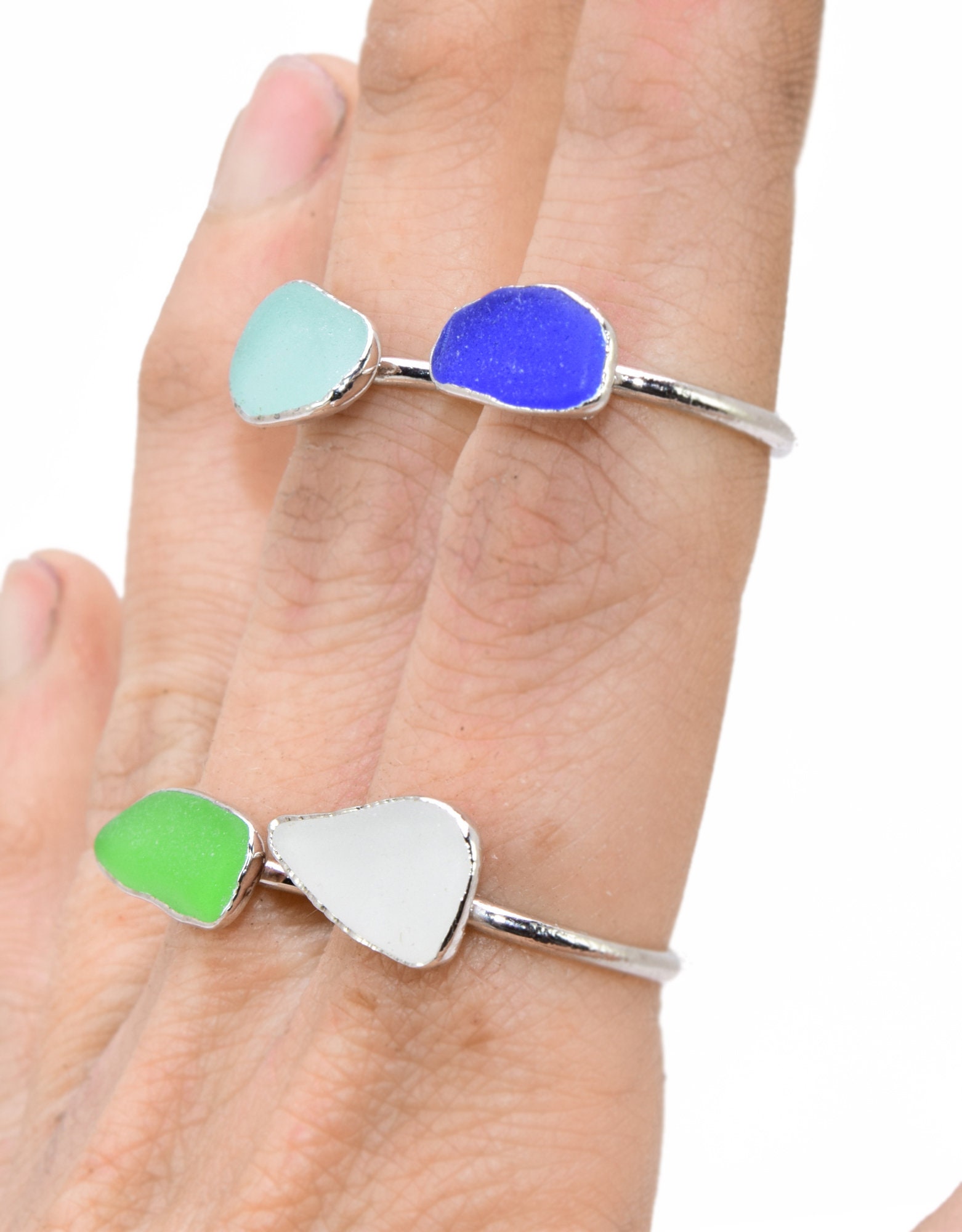 Raw BEACH GLASS Ring // crystal ring / Beach Glass ring / Sterling