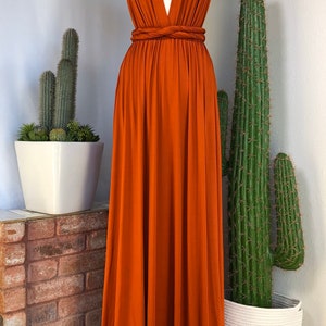 Robe de demoiselle d'honneur ORANGE BRLÉ / longueurs personnalisées / robe convertible / robe infini / robe multivoies / robe multi portefeuille / grande taille / petite image 3