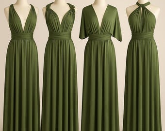 LIGHT OLIVE GREEN Bridesmaid Dress/ Custom Length / Convertible Dress / Infinity Dress/ Multiway Dress/  Multi Wrap Dress / Plus Size /