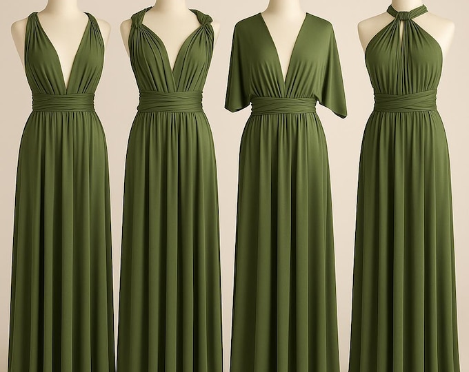 LIGHT OLIVE GREEN Bridesmaid Dress/ Custom Length / Convertible Dress / Infinity Dress/ Multiway Dress/  Multi Wrap Dress / Plus Size /