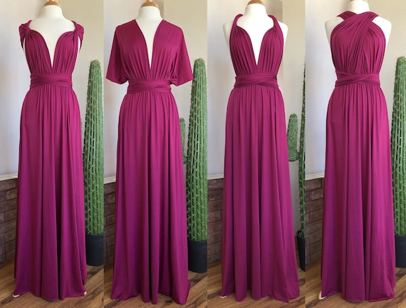 Magenta Bridesmaid Dress/ CUSTOM LeNGTHS/ Convertible Dress / - Etsy España Magenta Bridesmaid Dress/ CUSTOM LeNGTHS/ Convertible Dress / - Etsy España