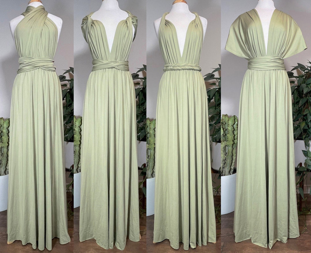 Butterfly Sleeves Multi Wear Convertible Bridesmaid Dresses Green