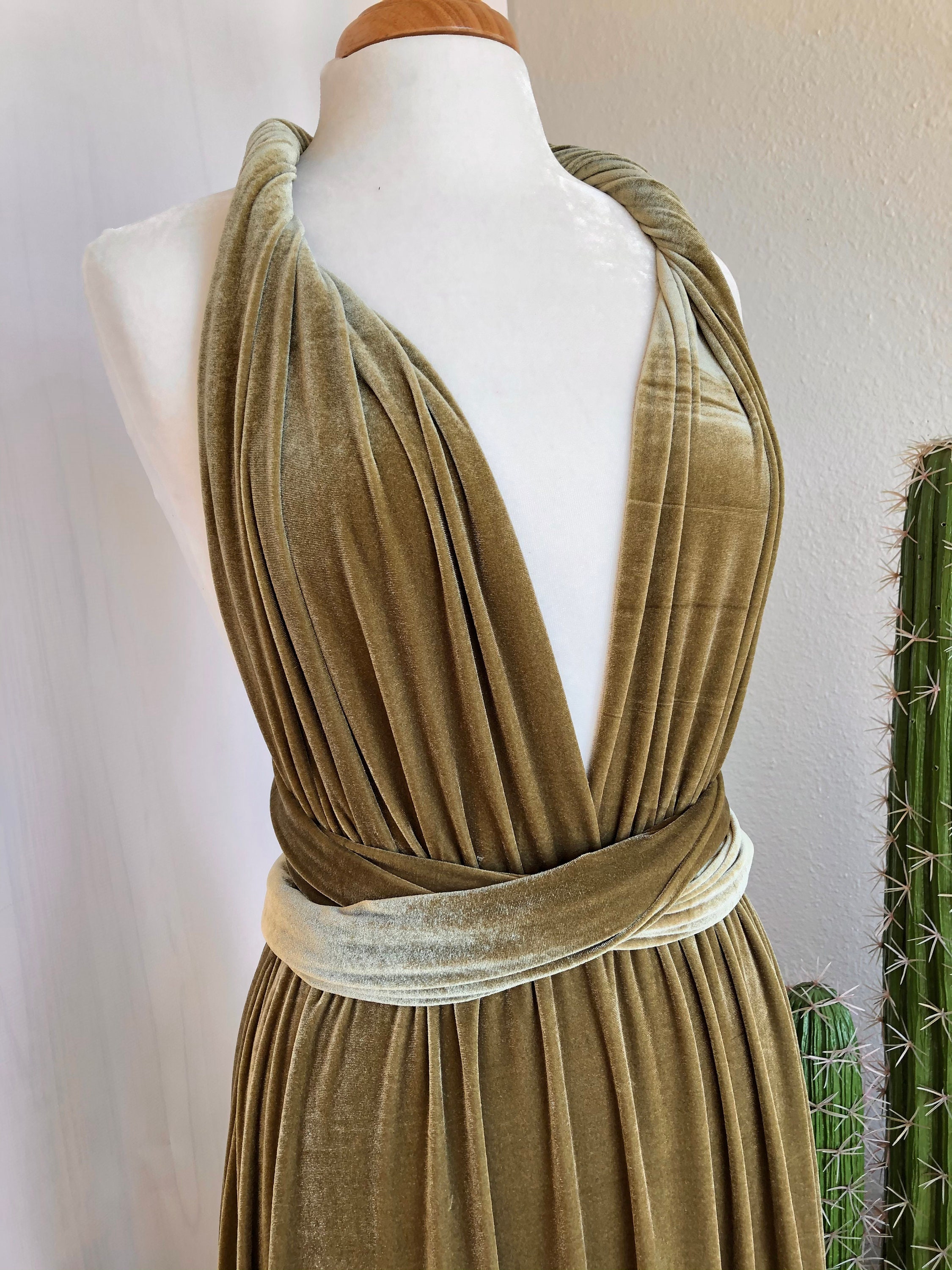 ANTIQUE GOLD VELVET Infinity Dress/ Bridesmaids Dress/ Convertible