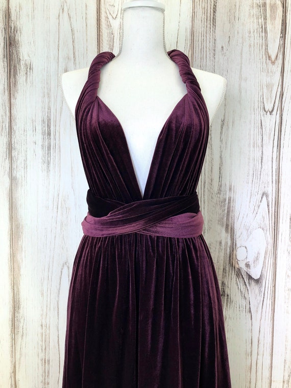 PLUM VELVET Infinity Dress/ Bridesmaids Dress/ Convertible Dress / Multiway Dress/ Multiway Wrap Dress / Velvet Bridesmaids Dress