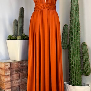 Robe de demoiselle d'honneur ORANGE BRLÉ / longueurs personnalisées / robe convertible / robe infini / robe multivoies / robe multi portefeuille / grande taille / petite image 6