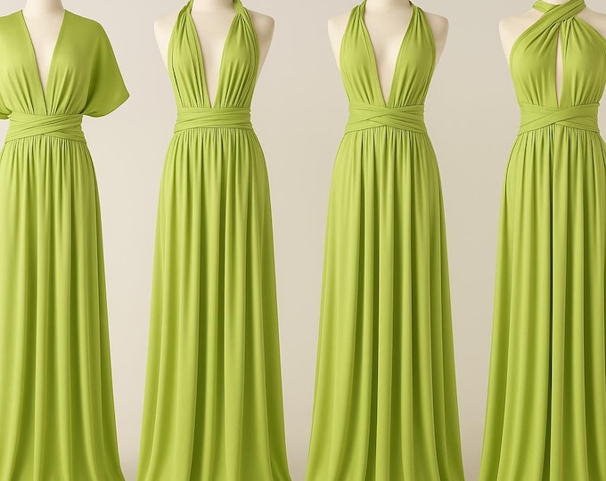 Pistachio GREEN Bridesmaid Dress/ CUSTOM LeNGTHS/ Convertible Dress / Infinity Dress/ Multiway Dress/  Multi Wrap Dress /Plus Size/