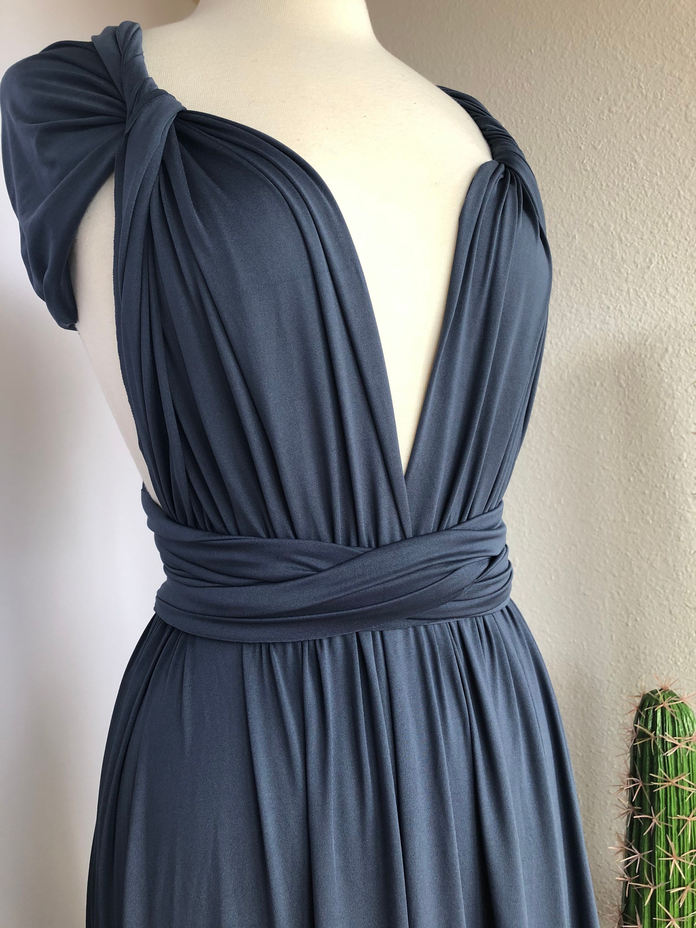 DUSK BLUE Bridesmaid Dress/ Custom Length / Convertible Dress | Etsy