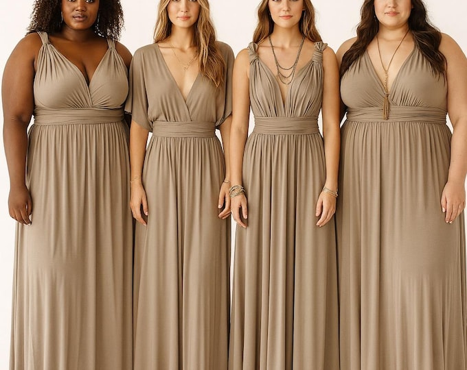 CHAMPAGNE Bridesmaid Dress/ CUSTOM LeNGTHS/ Convertible Dress / Infinity Dress/Multiway Dress/  Multi Wrap Dress /  Plus Size /