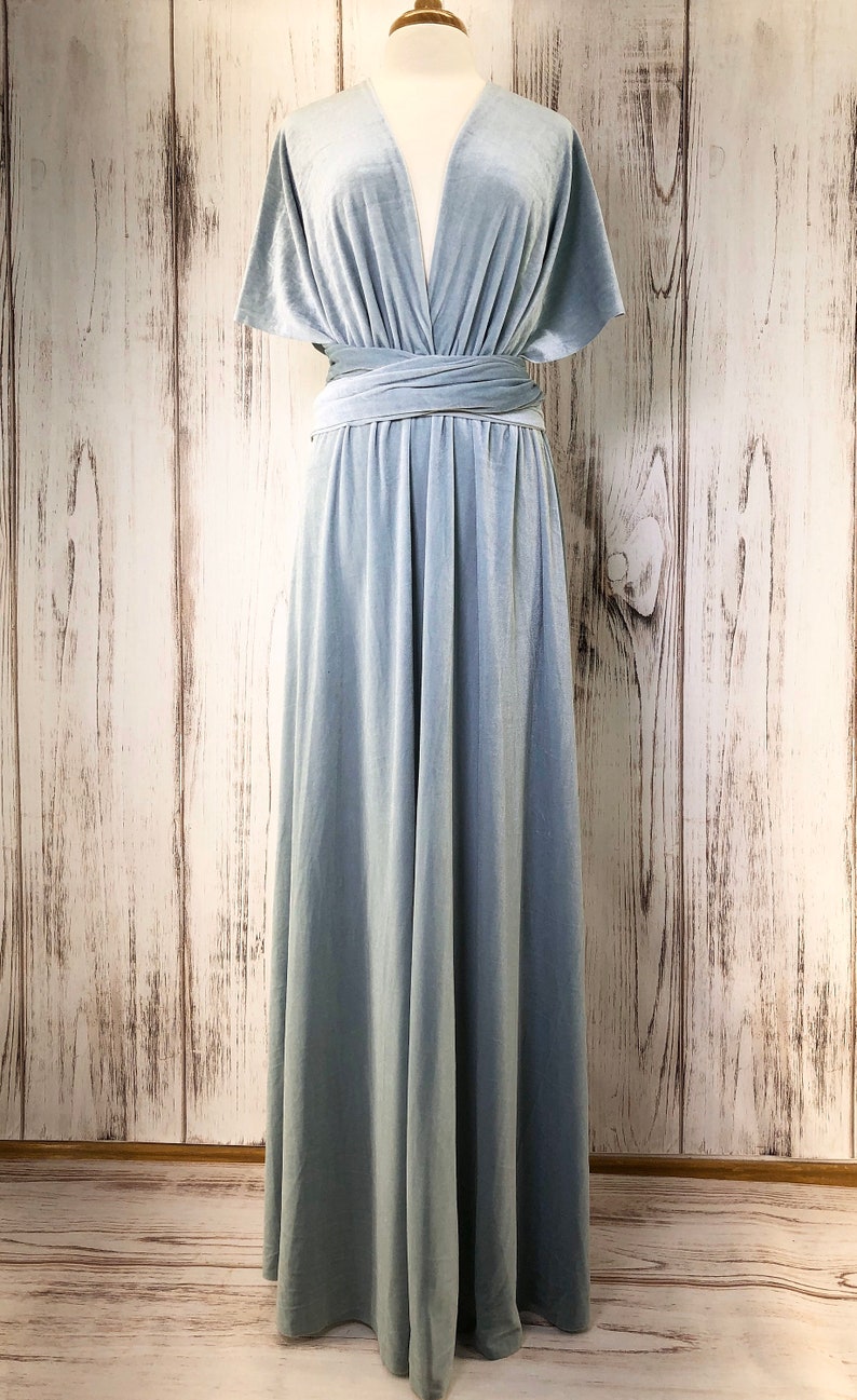 ICE BLUE VELVET Infinity Dress/ Bridesmaids Dress/ Convertible Dress / Multiway Dress/ Multiway Wrap Dress / Velvet Bridesmaids Dress image 2