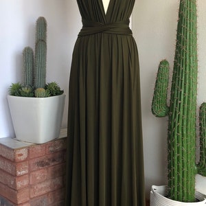 DARK OLIVE GREEN Bridesmaid Dress/ Custom Length / Convertible Dress / Infinity Dress/ Multiway Dress/ Multi Wrap Dress / Plus Size / image 3