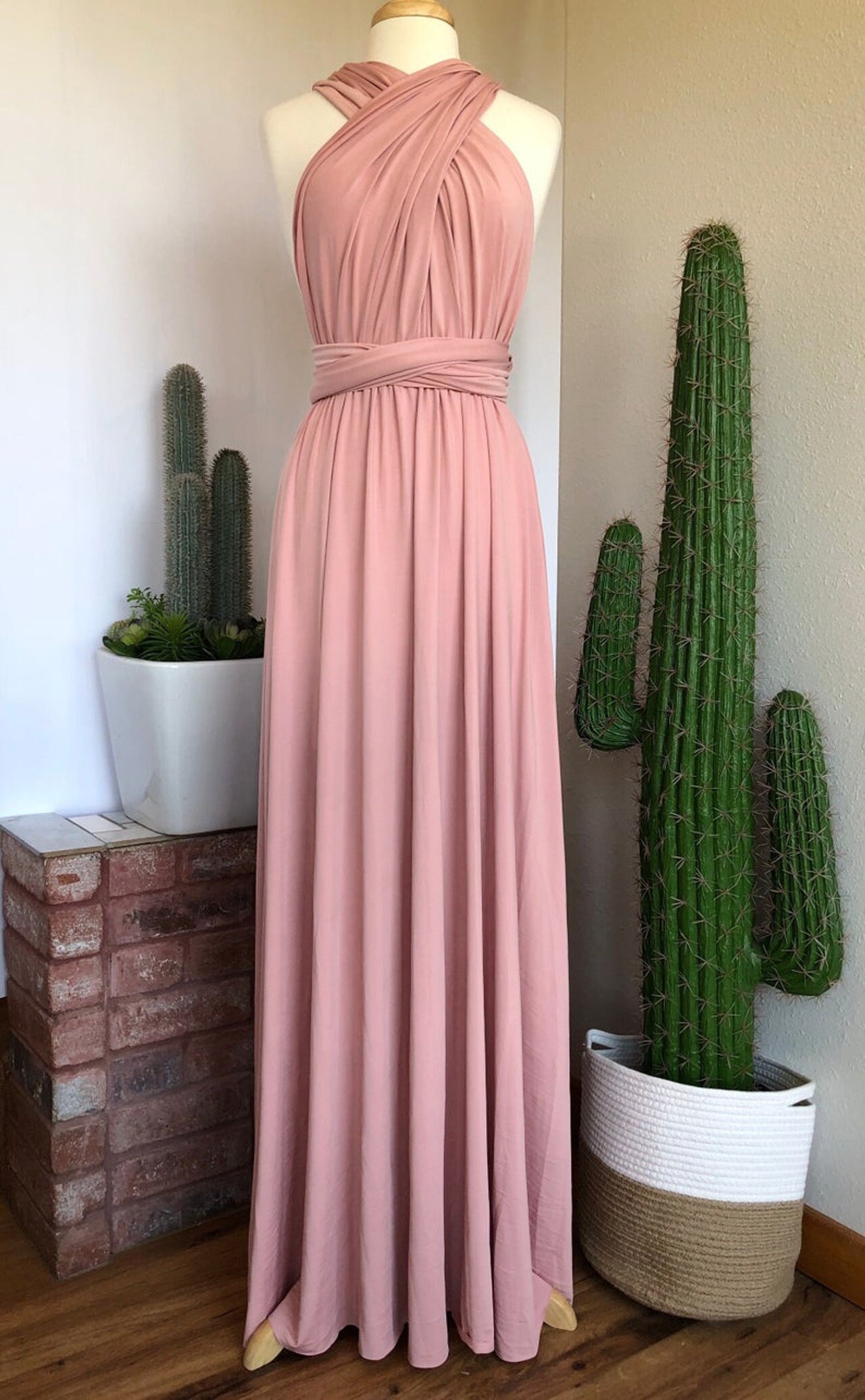 PINK CHAMPAGNE Bridesmaid Dress/ Custom Length / Convertible Dress