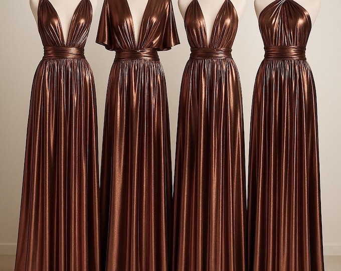 COPPER METALLIC Goddess Bridesmaid Dress/ Maxi Dress Metallic / Convertible Dress / Infinity Dress/ Multiway Dress/ Wrap Dress  / Copper
